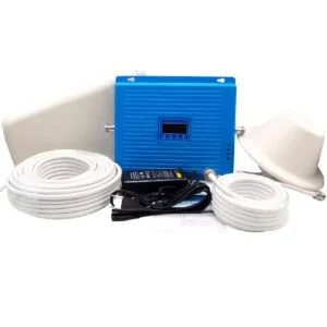 3G/4G/5G/Jio Quad Band Mobile Signal Booster kit -Blue with LDPA and omni antenna