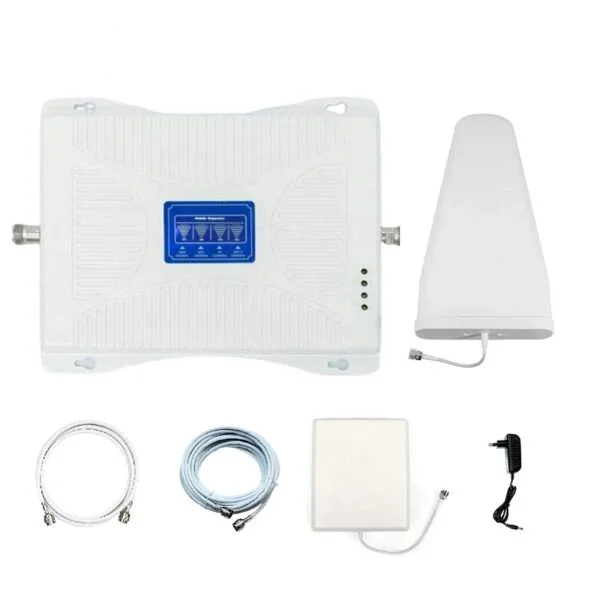 quad-band 3G/4G/5G/Jio Quad Band Mobile Signal Booster-White, With LPDA and Patch Antenna